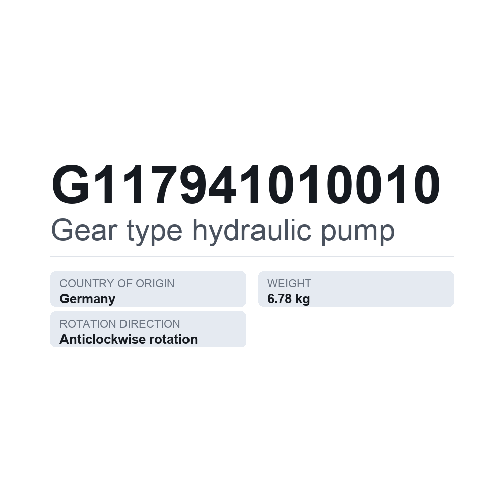 Hydraulische Zahnradpumpe G117941010010 — technisches Datenblatt