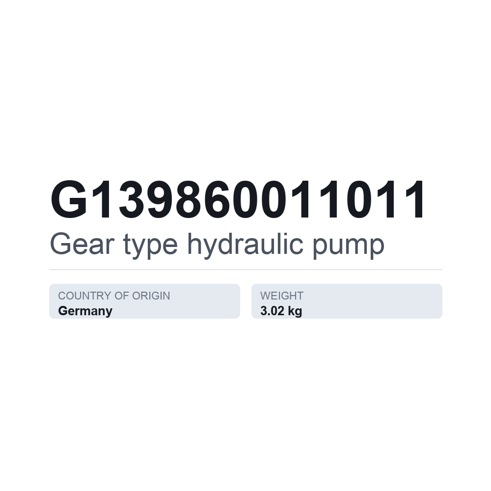 Hydraulische Zahnradpumpe G139860011011 — technisches Datenblatt