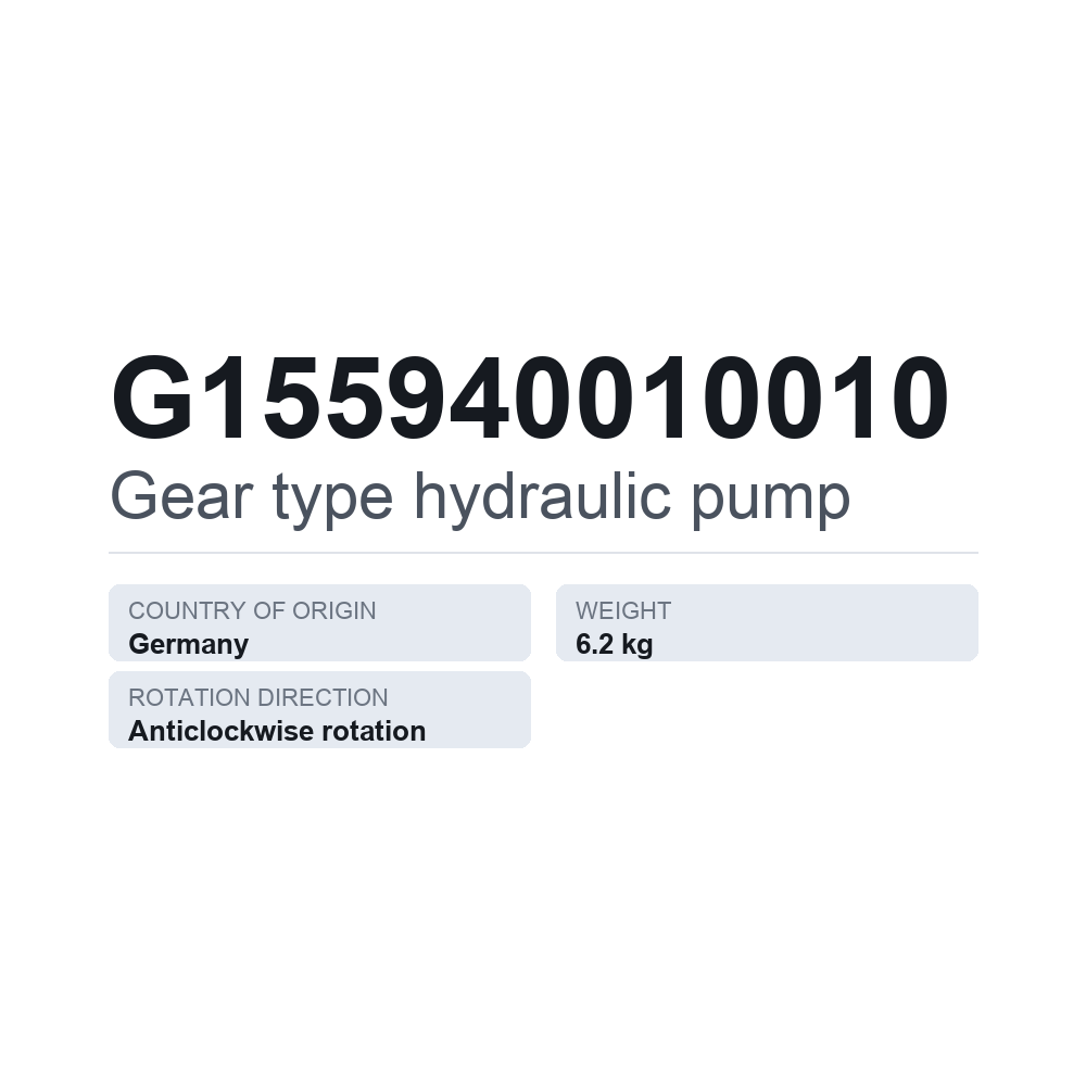 Tandhjulspumpe, hydraulisk G155940010010 — teknisk datablad