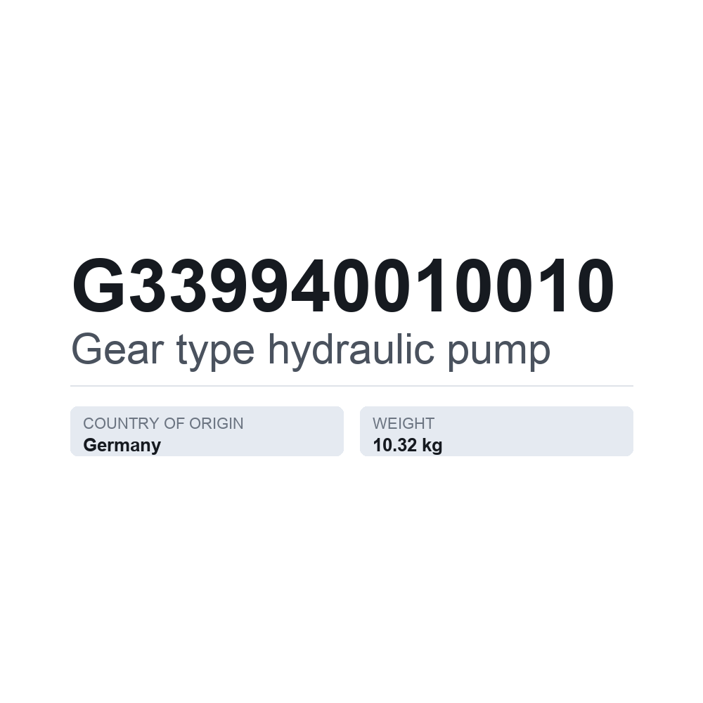 Hydraulische Zahnradpumpe G339940010010 — technisches Datenblatt