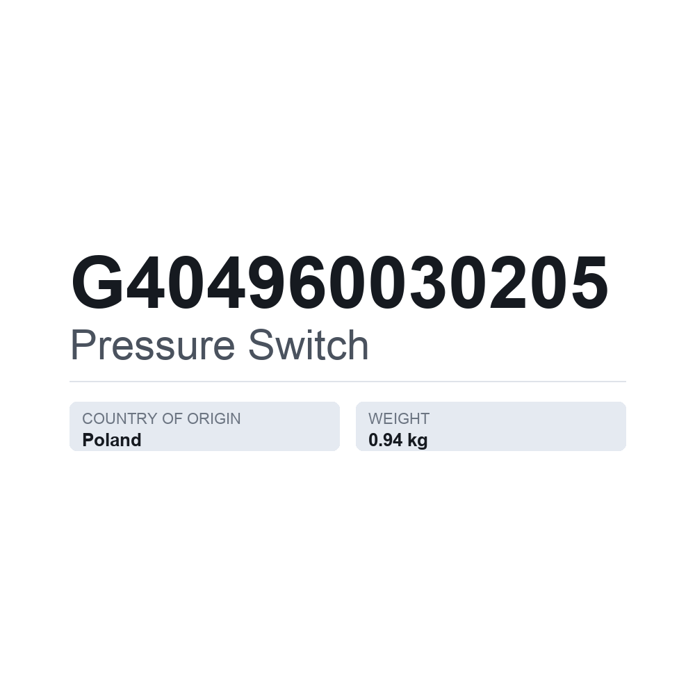 Trykkontakt G404960030205 — teknisk datablad