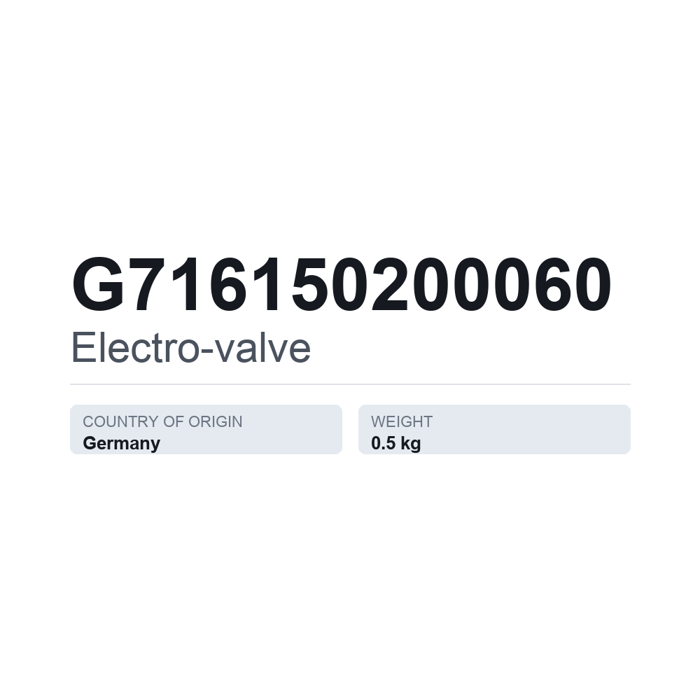 Magnetventil G716150200060 — teknisk datablad