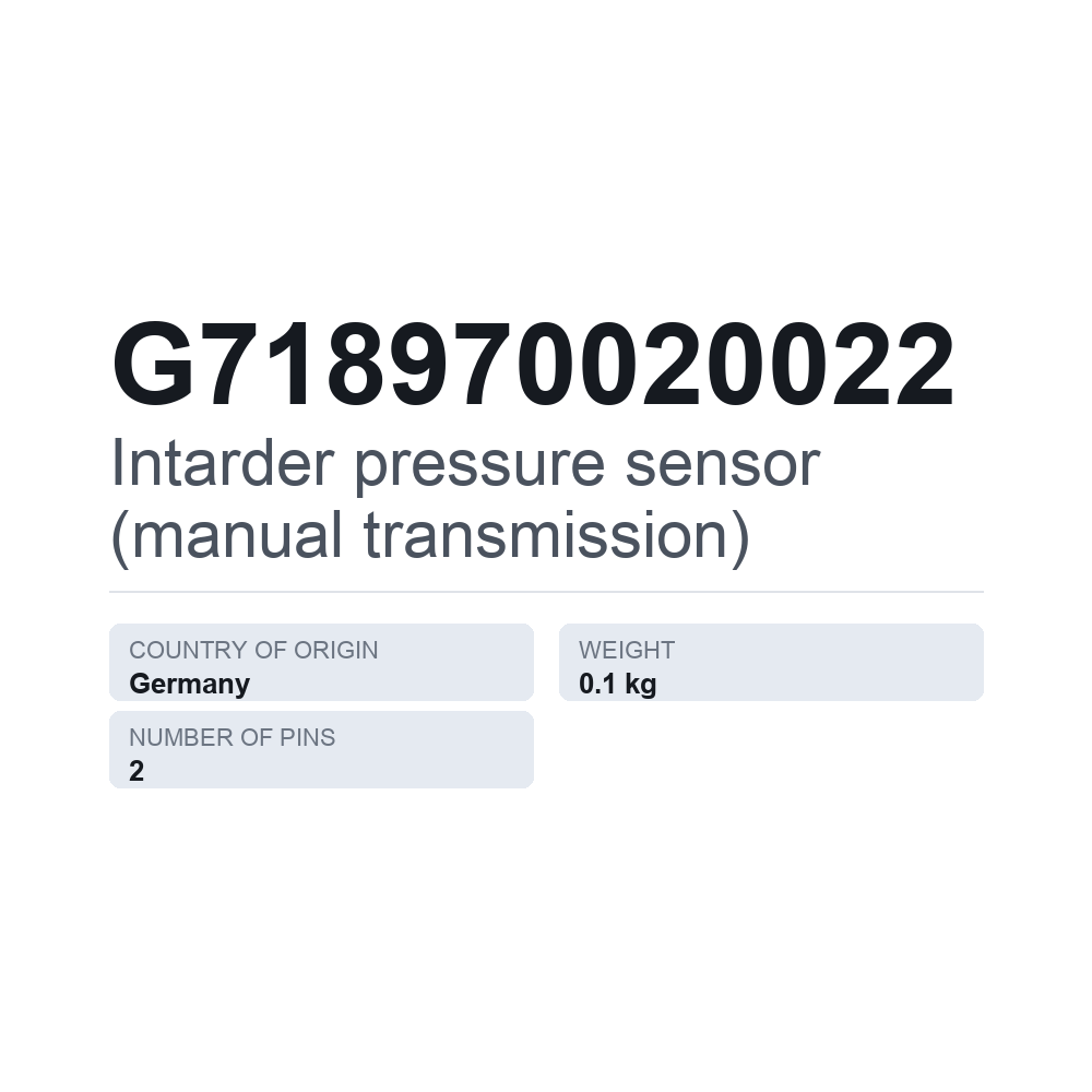 Drucksensor, Intarder G718970020022 — technisches Datenblatt