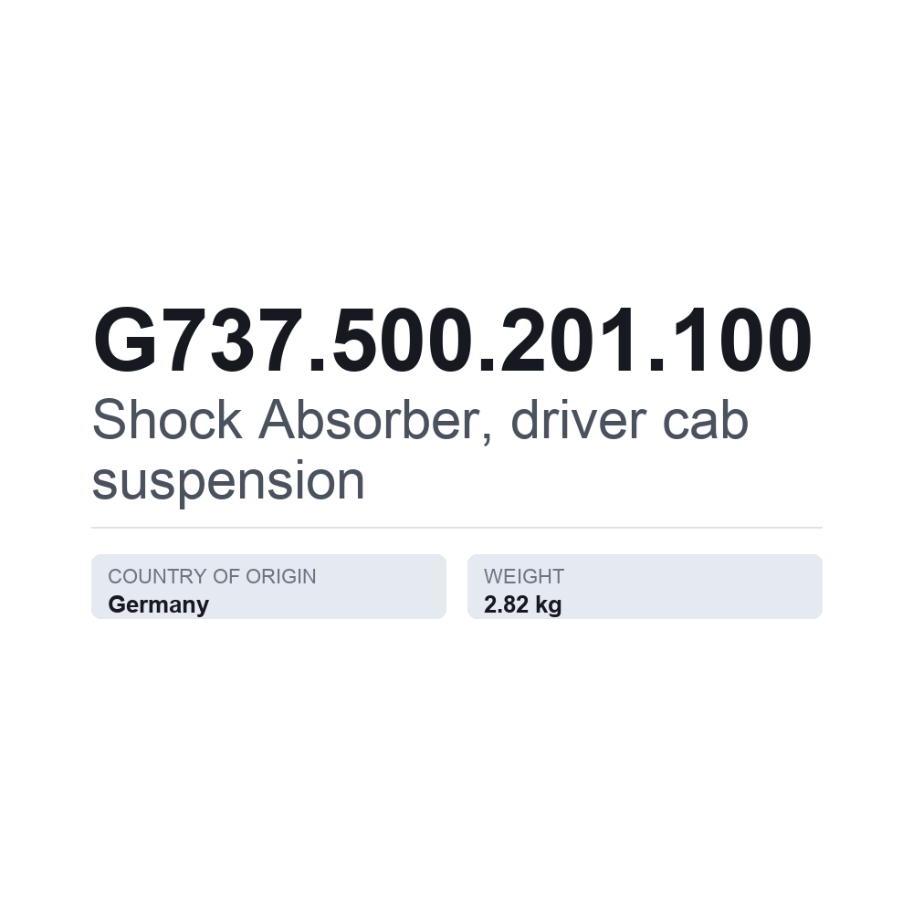 Støddæmper, førerhusophæng G737.500.201.100 — teknisk datablad