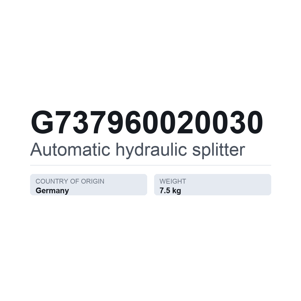Hydraulisk styrventil, automatisk G737960020030 — tekniskt datablad