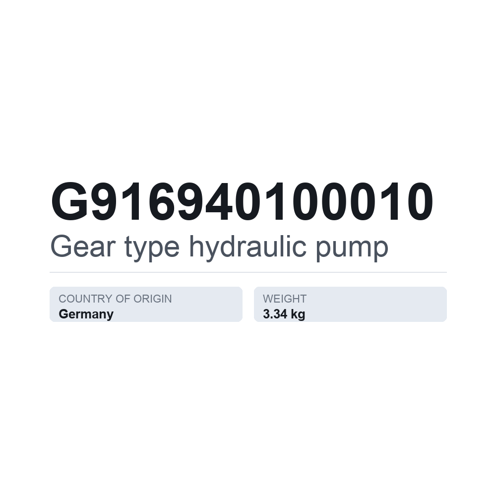 Hydraulische Zahnradpumpe G916940100010 — technisches Datenblatt