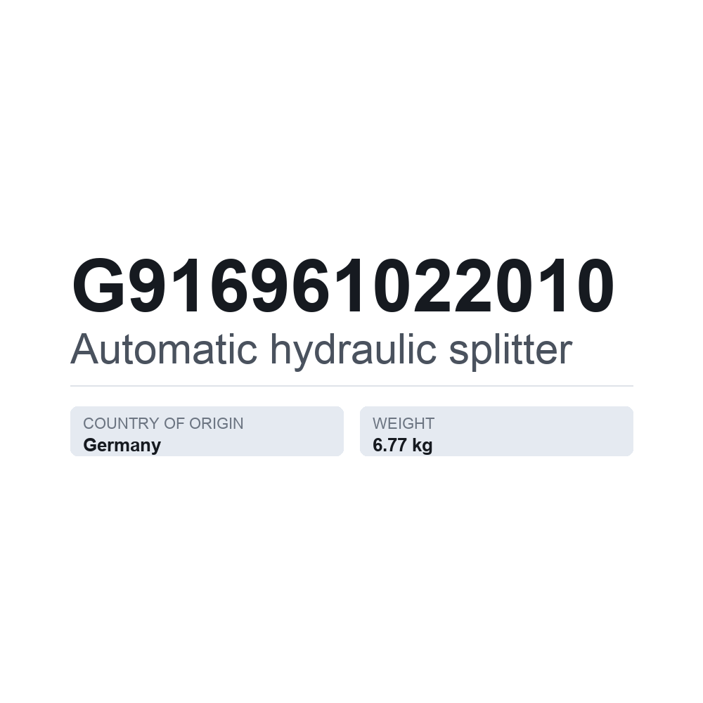 Hydraulik-Steuerventil, automatisch G916961022010 — technisches Datenblatt