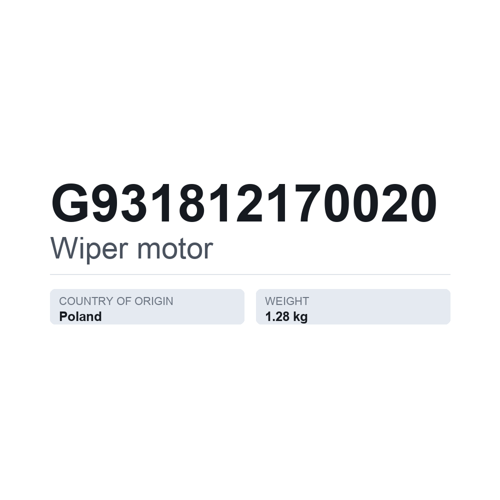 Viskermotor G931812170020 — teknisk datablad
