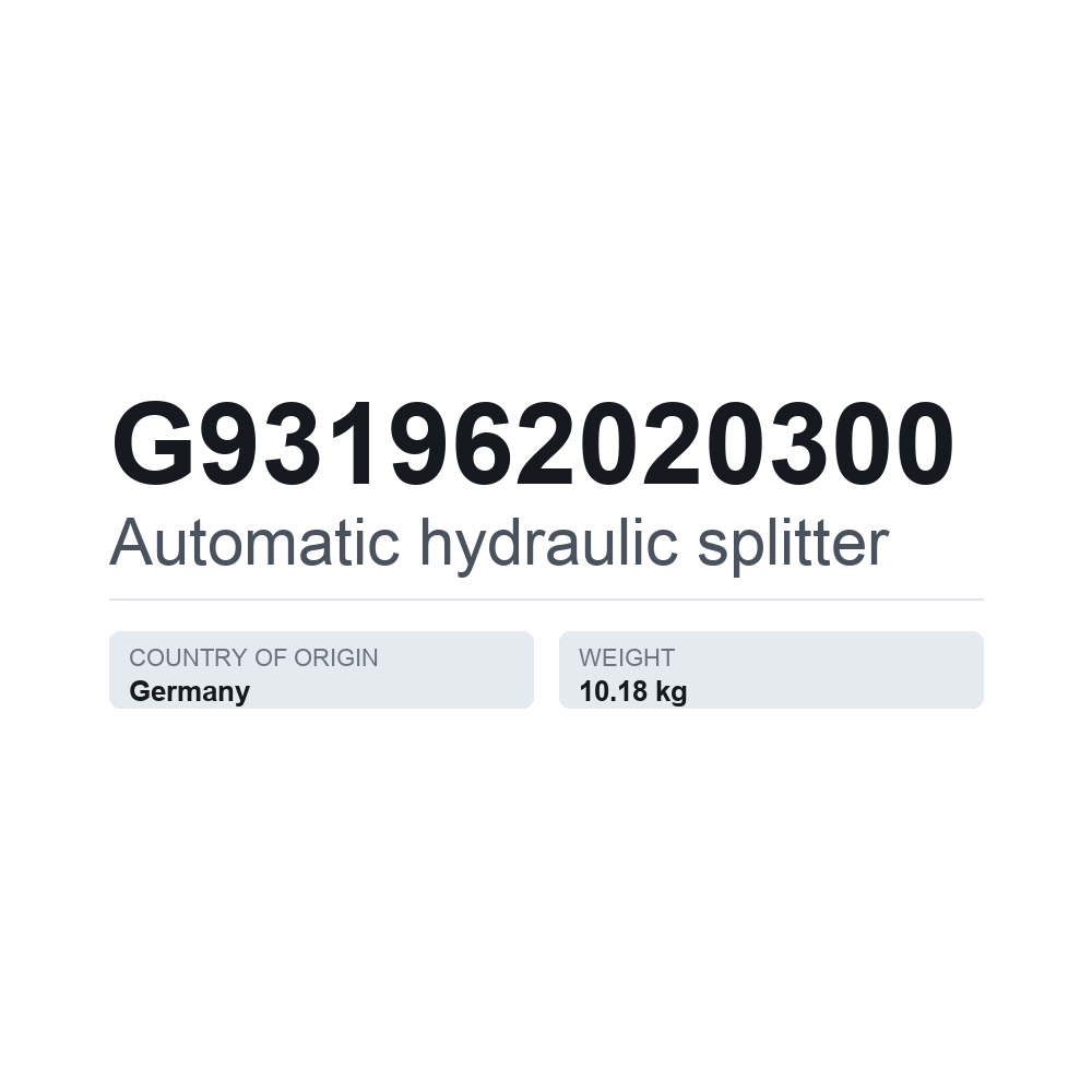 Hydraulik-Steuerventil, automatisch G931962020300 — technisches Datenblatt