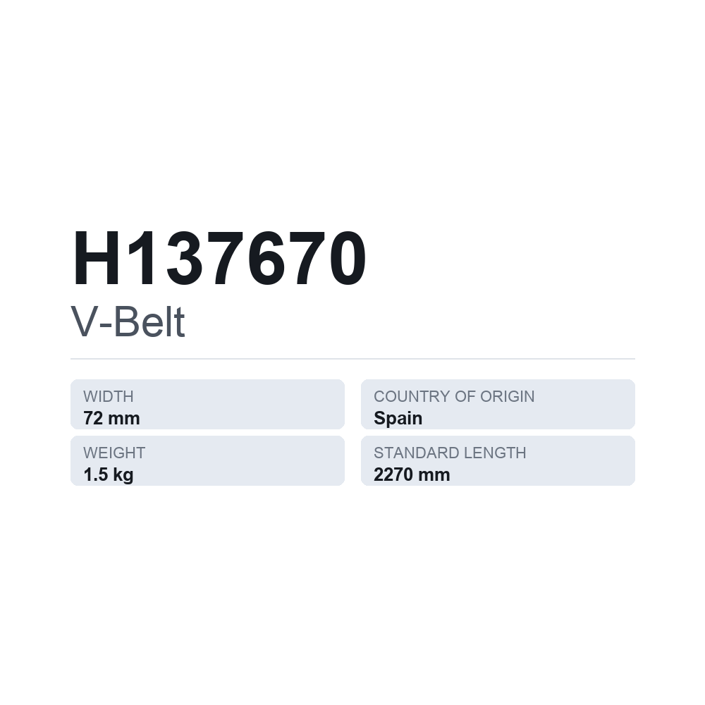 Kiilahihna H137670 — tekninen tietokortti