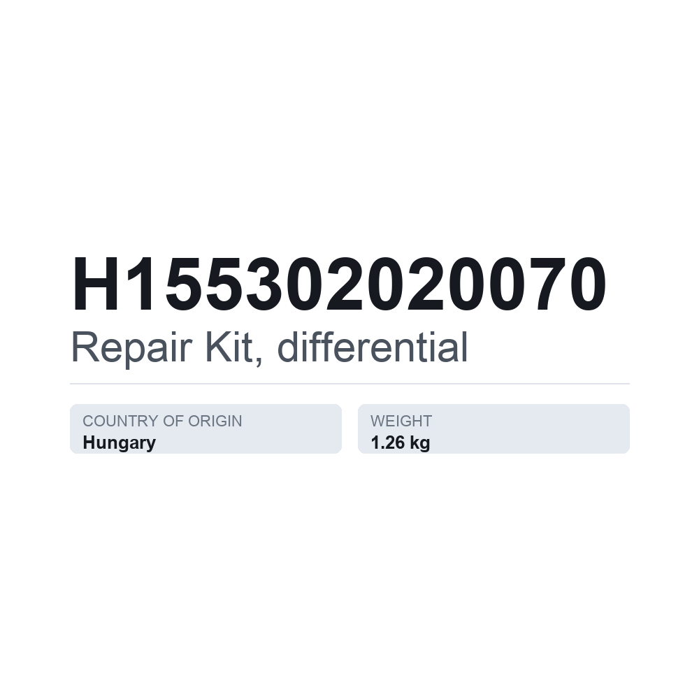 Reparatursatz, Differential H155302020070 — technisches Datenblatt