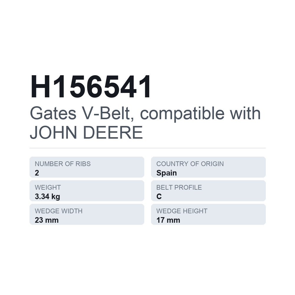 Gates Keilriemen, passend für JOHN DEERE H156541 — technisches Datenblatt