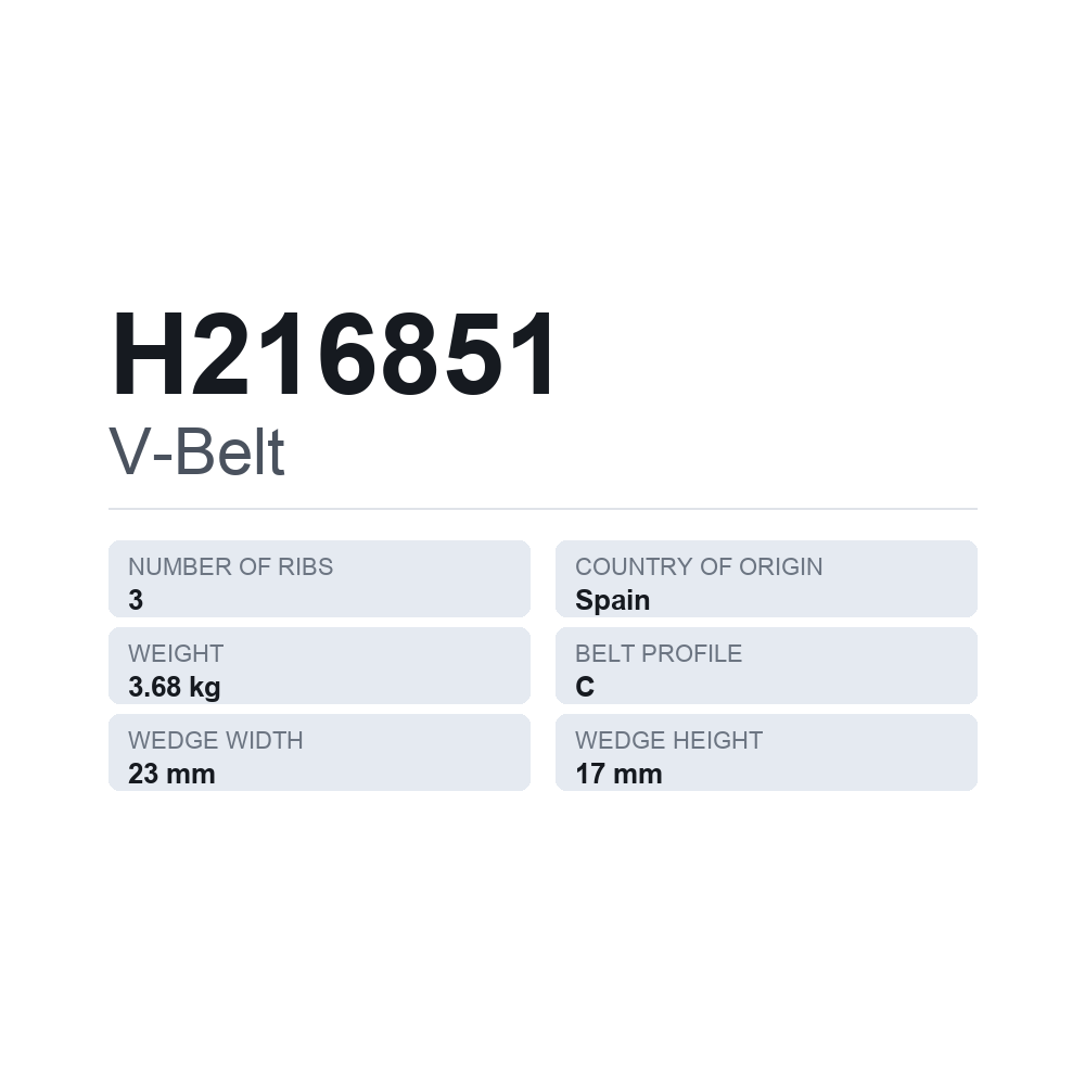 Keilriemen H216851 — technisches Datenblatt