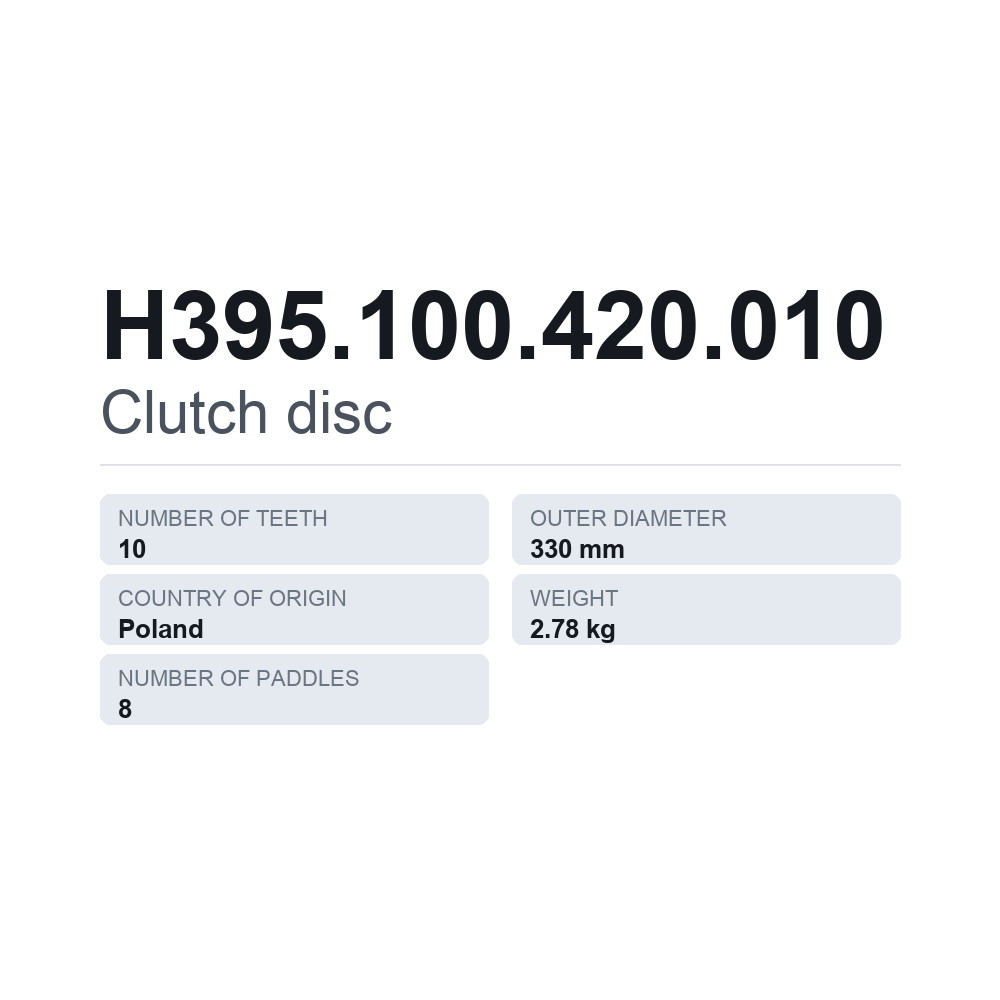 Kupplungsscheibe H395.100.420.010 — technisches Datenblatt
