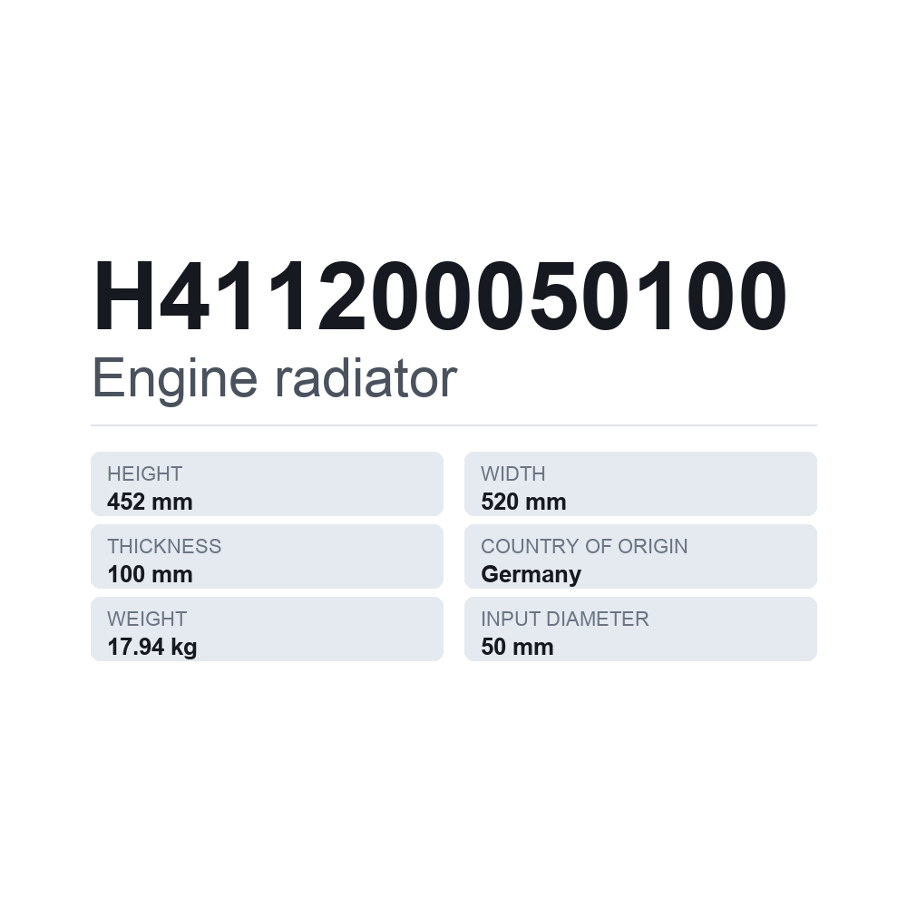 Motorkühler H411200050100 — technisches Datenblatt