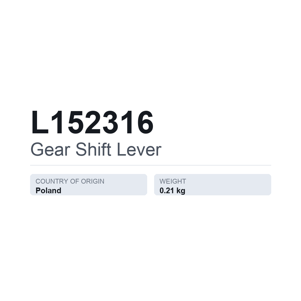 Schalthebel L152316 — technisches Datenblatt