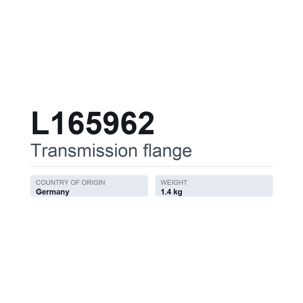 Flange, gearkasse L165962 — teknisk datablad