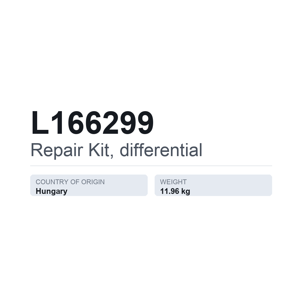 Reparatursatz, Differential L166299 — technisches Datenblatt