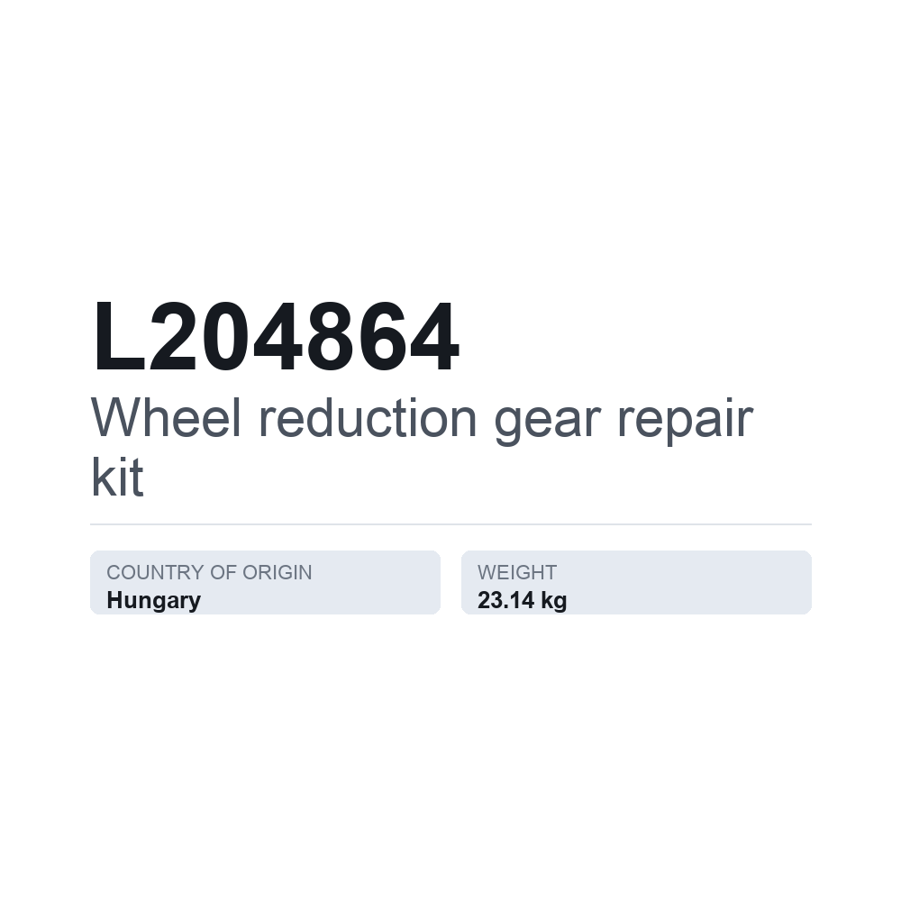Reparationssæt, navreduktionsgear L204864 — teknisk datablad