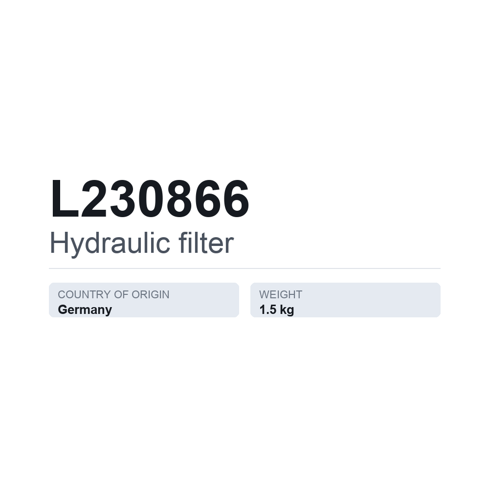 Hydraulfilter L230866 — tekniskt datablad