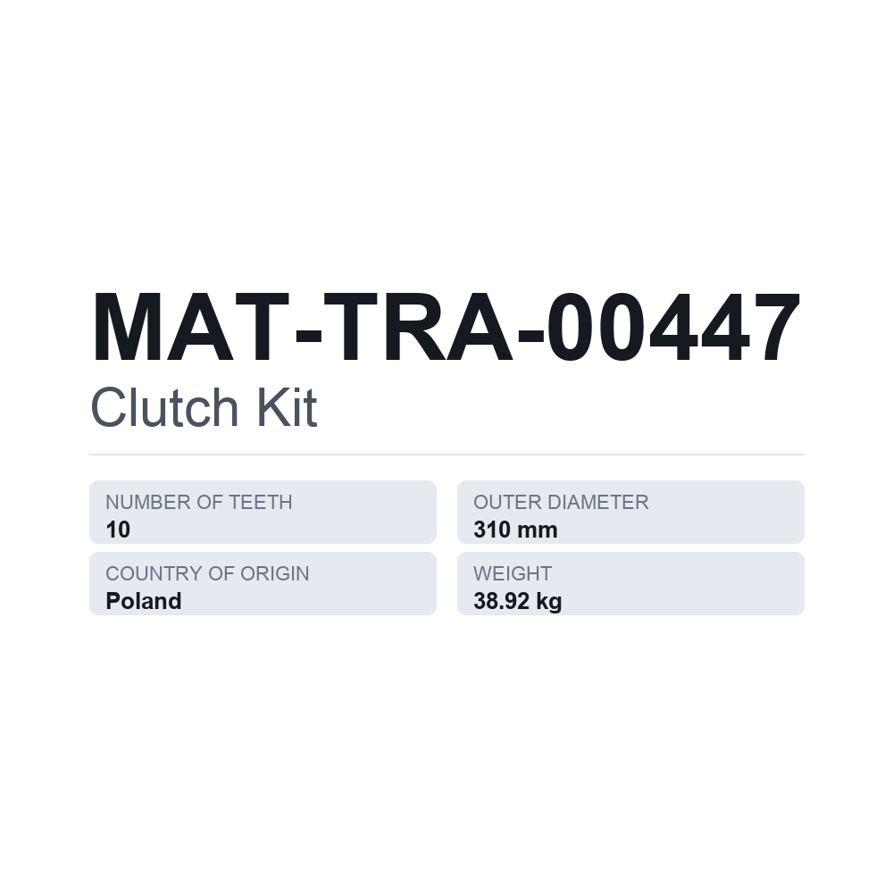 Koblingssæt MAT-TRA-00447 — teknisk datablad
