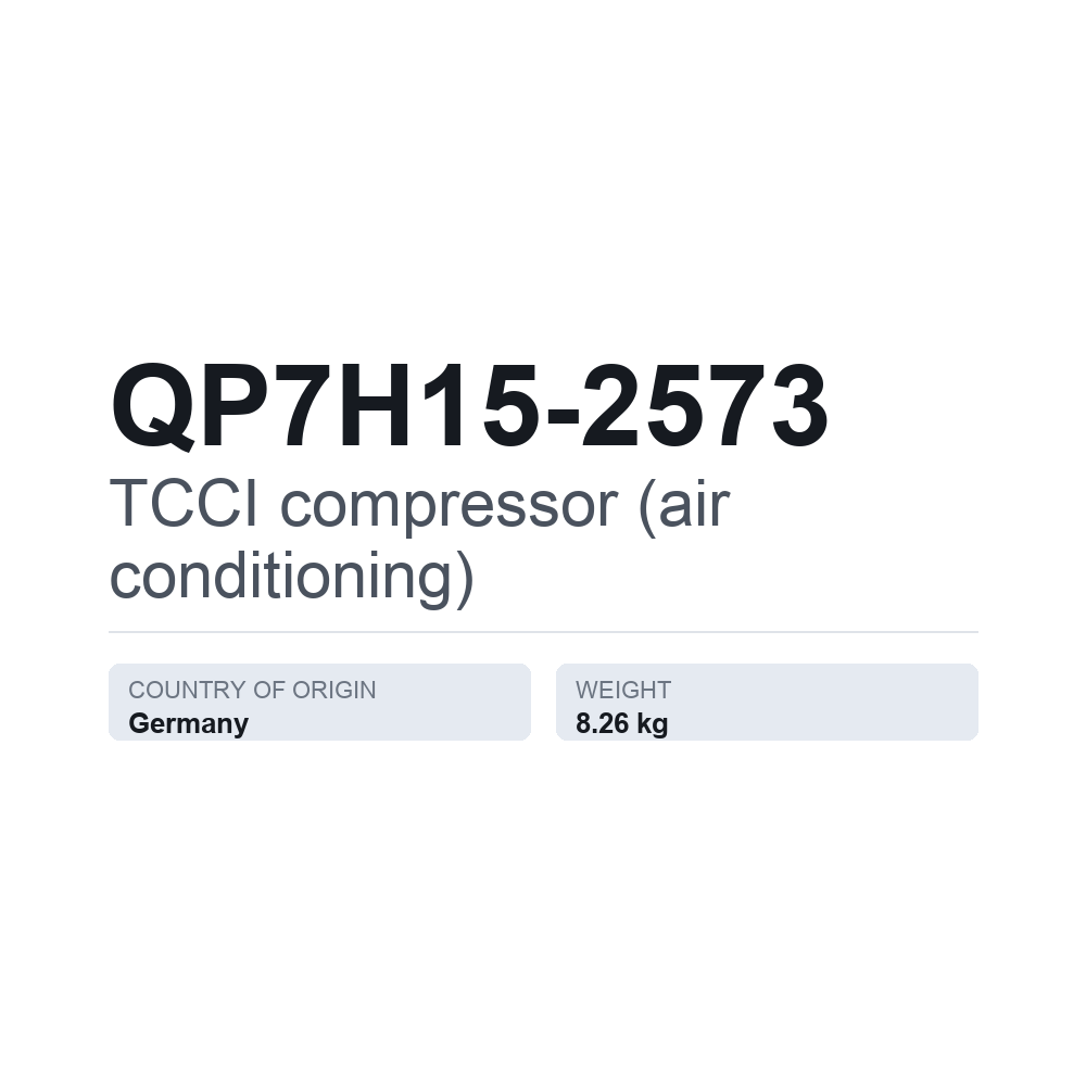 TCCI kompressor (klimaanlæg) QP7H15-2573 — teknisk datablad