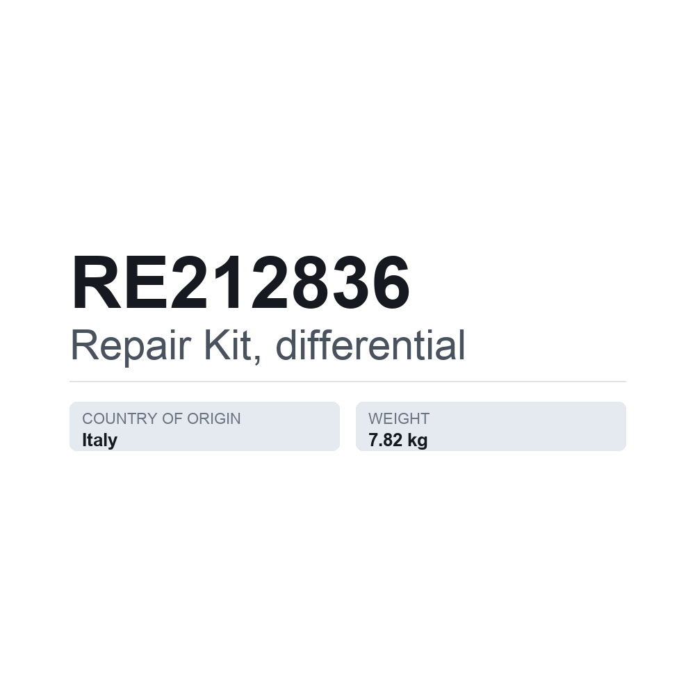 Reparatursatz, Differential RE212836 — technisches Datenblatt
