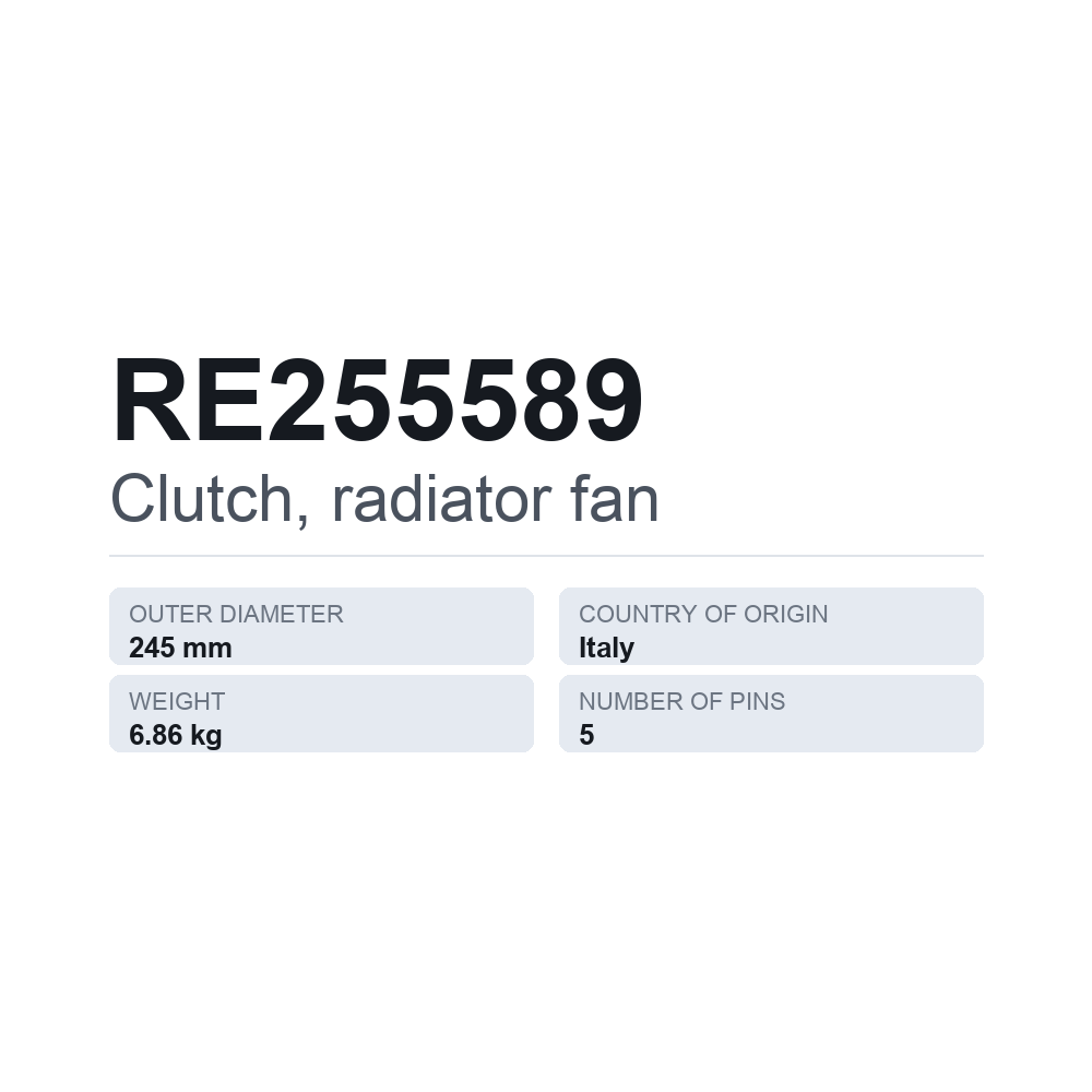 Kupplung, Kühlerlüfter RE255589 — technisches Datenblatt
