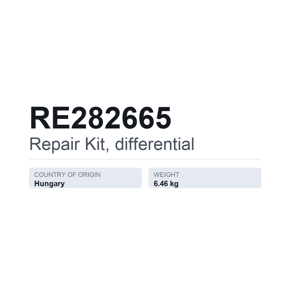 Reparatursatz, Differential RE282665 — technisches Datenblatt
