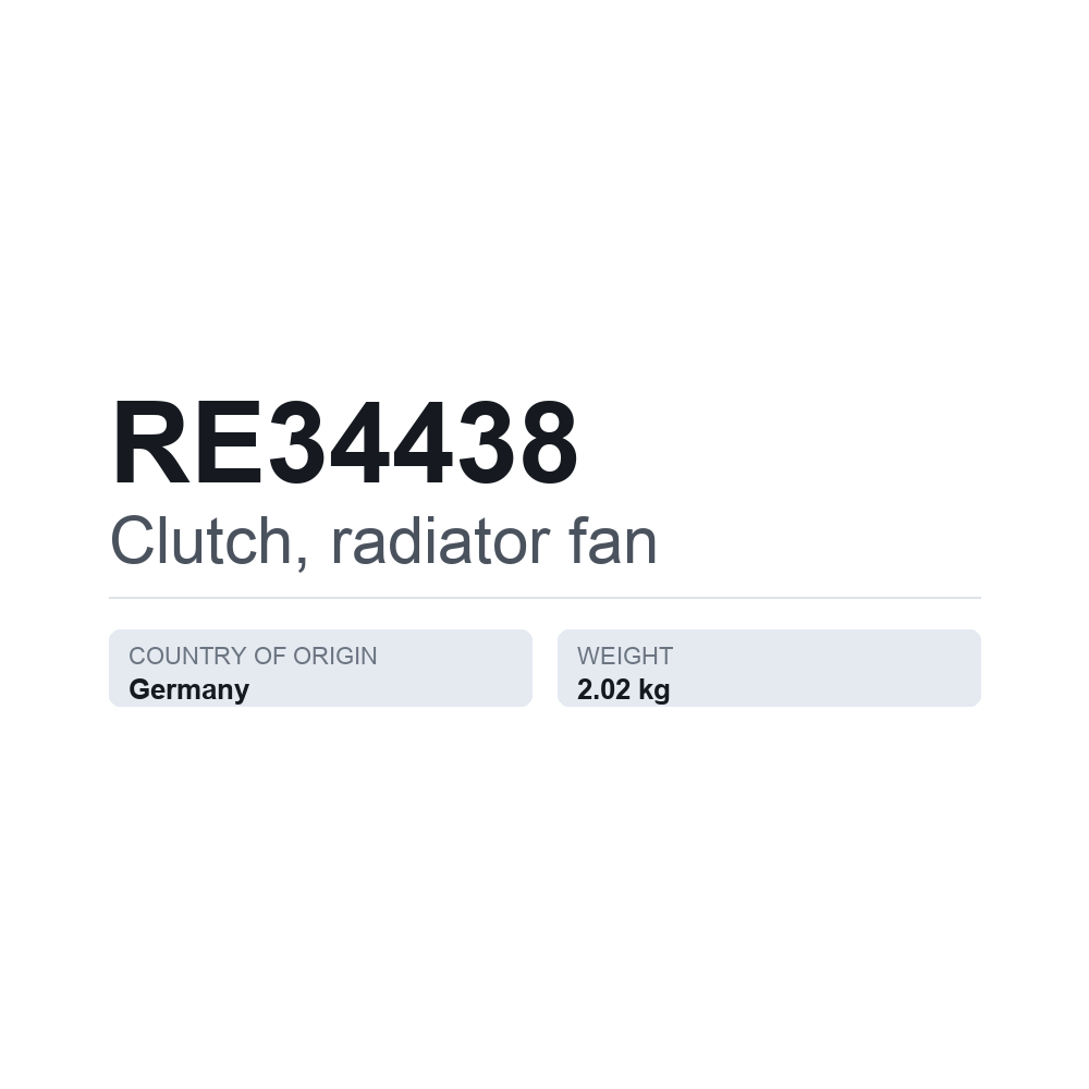 Kupplung, Kühlerlüfter RE34438 — technisches Datenblatt