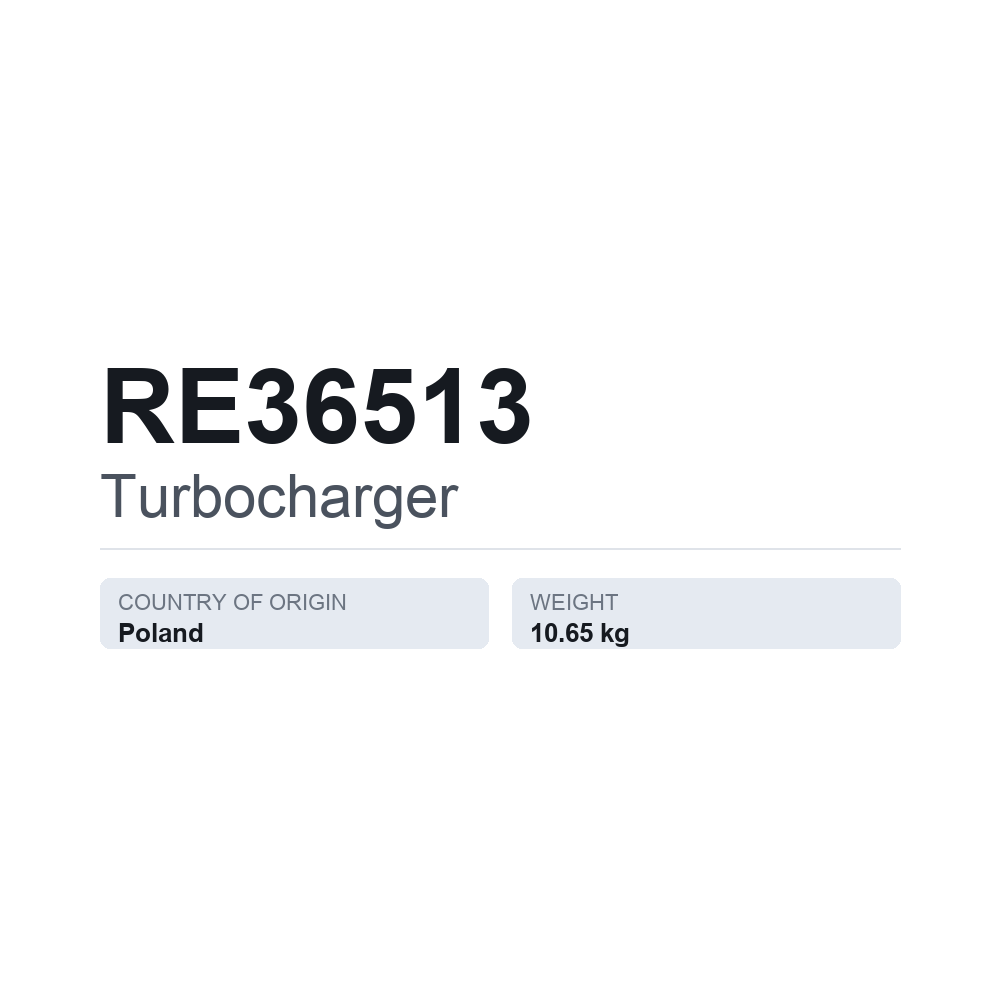 Turboaggregat RE36513 — tekniskt datablad