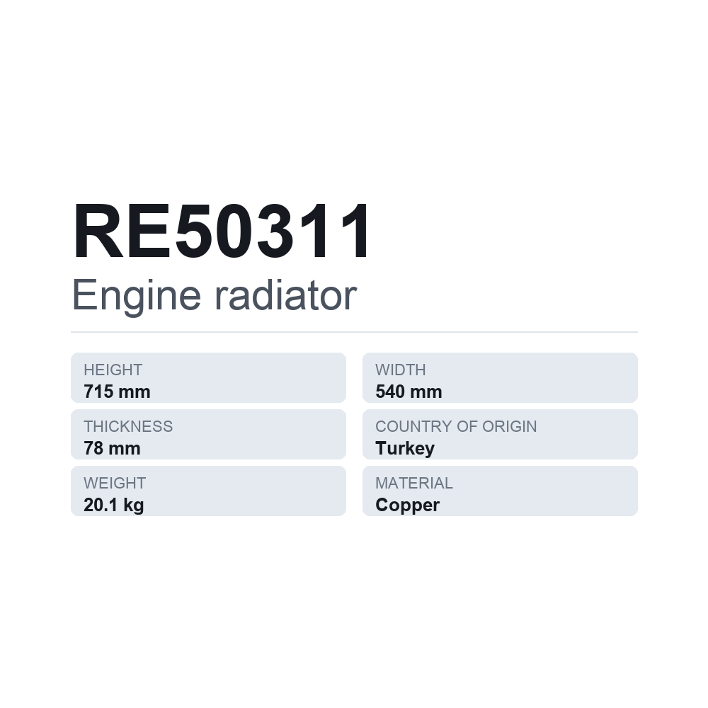 Motorkühler RE50311 — technisches Datenblatt