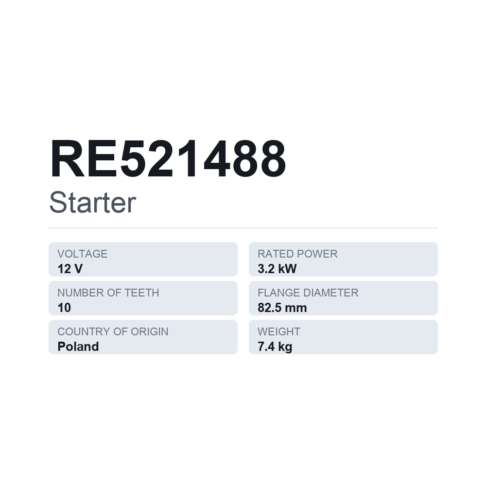 Anlasser RE521488 — technisches Datenblatt