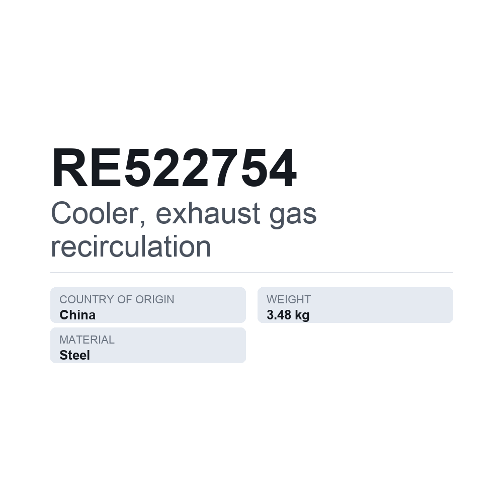 EGR-jäähdytin RE522754 — tekninen tietokortti