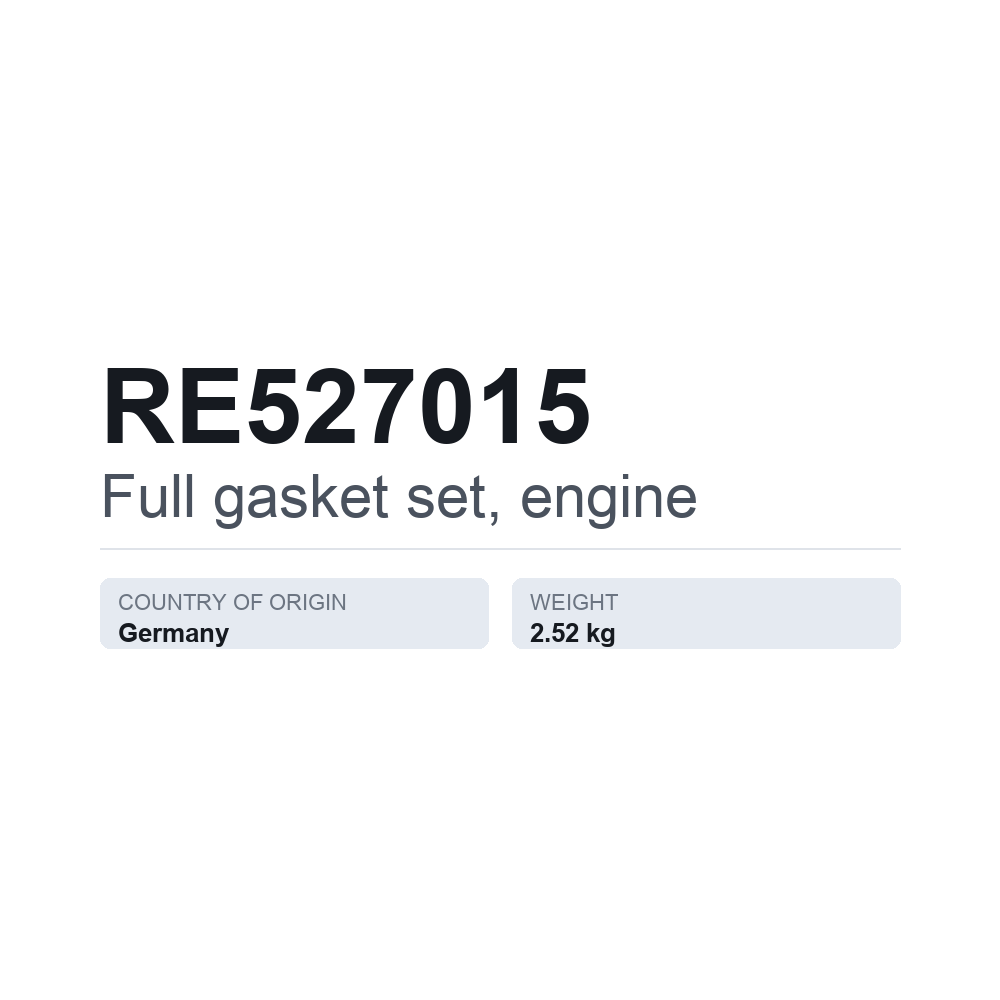 Dichtungsvollsatz, Motor RE527015 — technisches Datenblatt