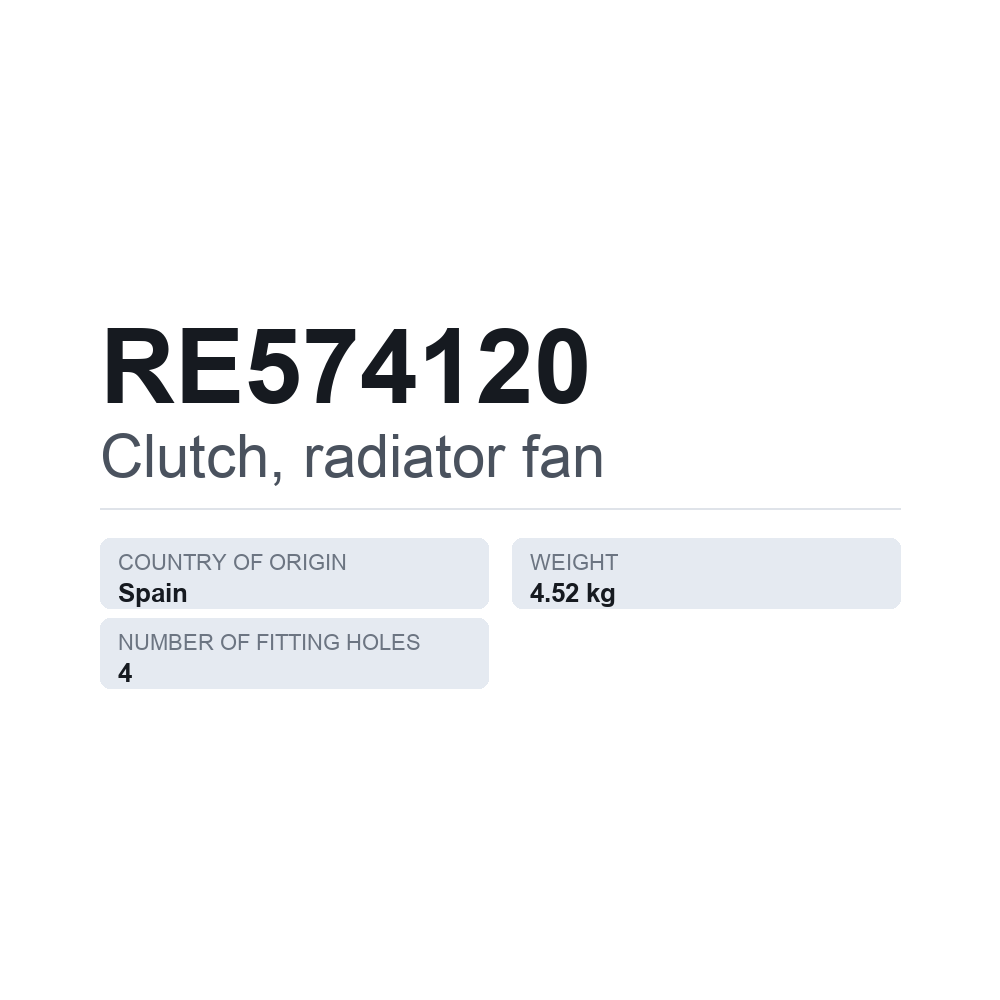 Kupplung, Kühlerlüfter RE574120 — technisches Datenblatt
