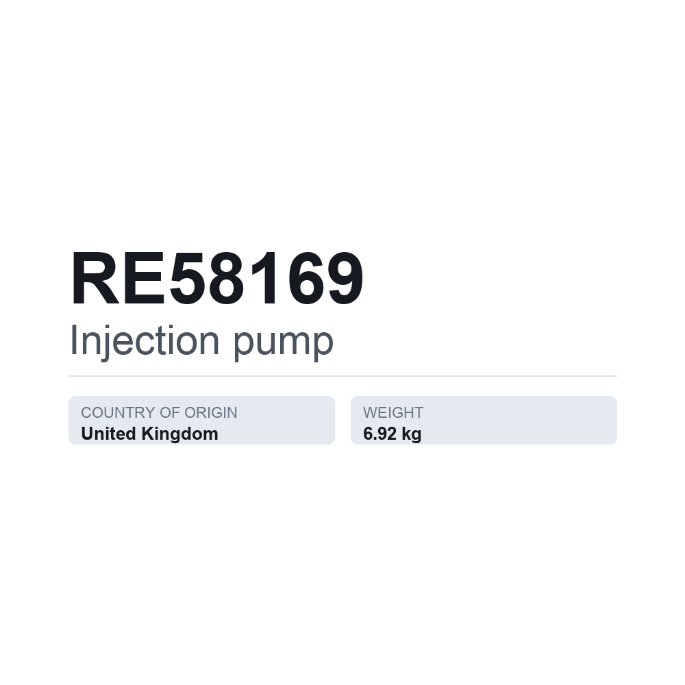 Einspritzpumpe RE58169 — technisches Datenblatt