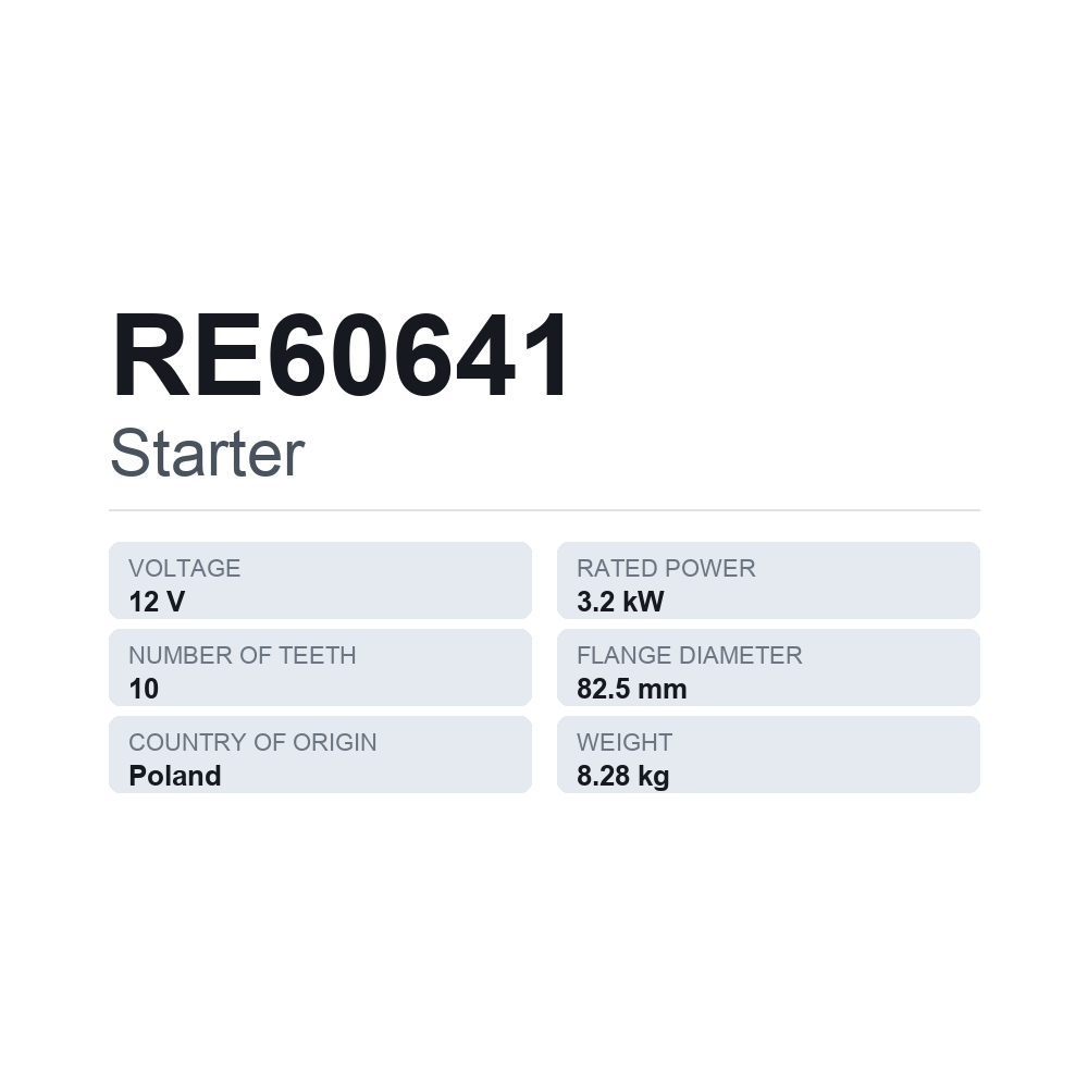 Anlasser RE60641 — technisches Datenblatt