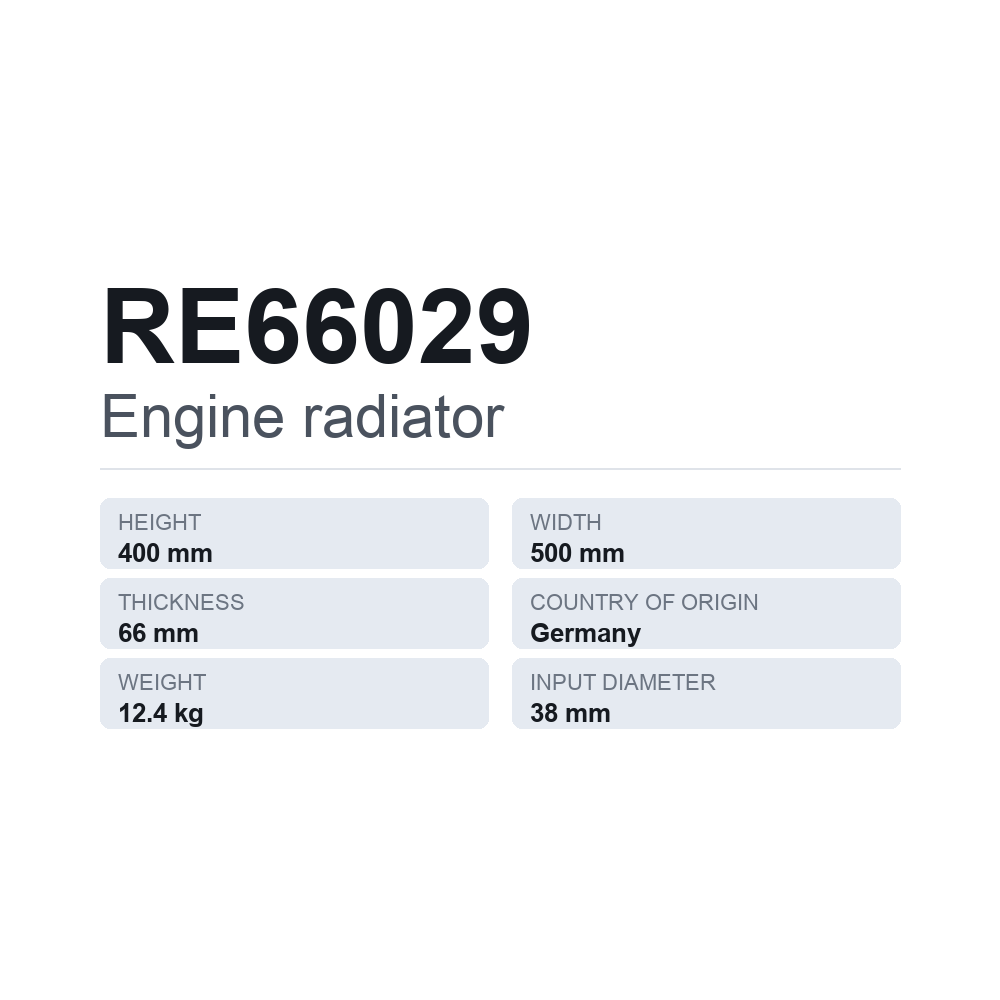 Motorkühler RE66029 — technisches Datenblatt