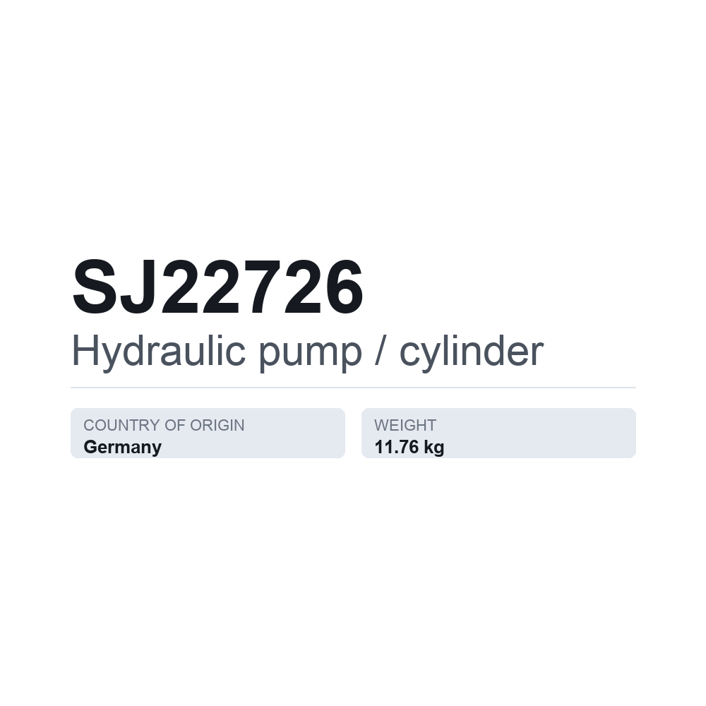 Hydraulikpumpe SJ22726 — technisches Datenblatt