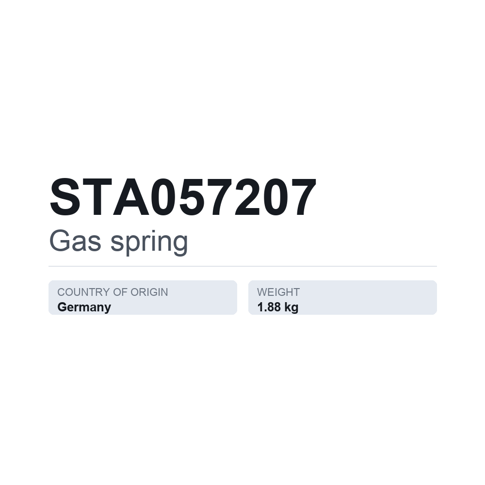 Gasfjeder STA057207 — teknisk datablad
