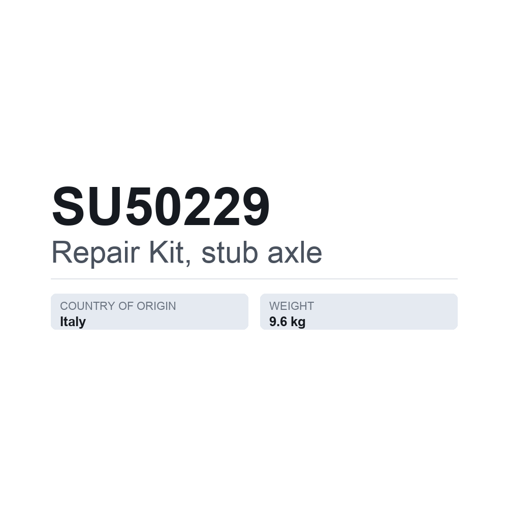 Reparationssæt, styrespindel SU50229 — teknisk datablad