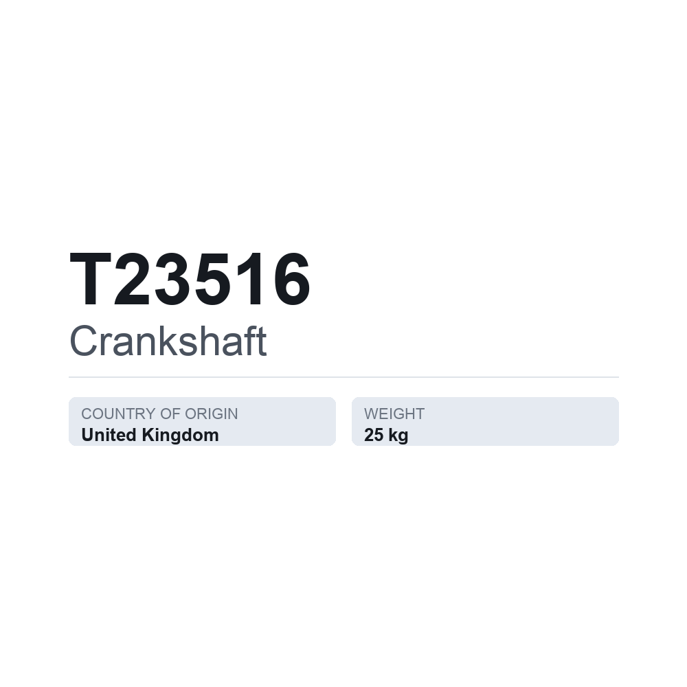 Krumtapaksel T23516 — teknisk datablad