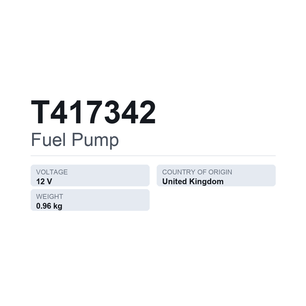 Brændstofpumpe T417342 — teknisk datablad
