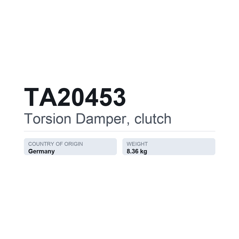 Torsionsdämpfer, Kupplung TA20453 — technisches Datenblatt