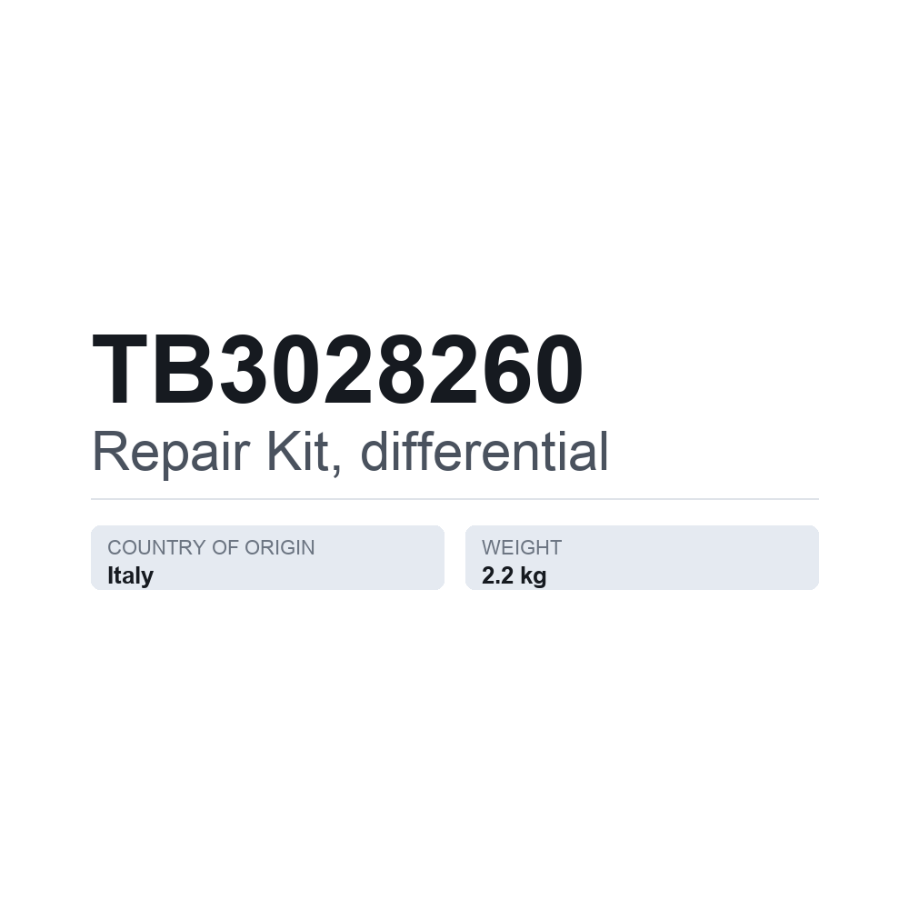 Tasauspyörästön korjaussarja TB3028260 — tekninen tietokortti