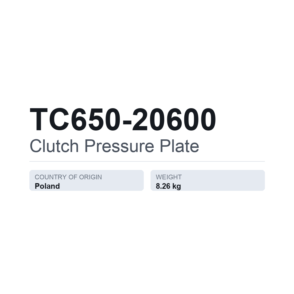 Kupplungsdruckplatte TC650-20600 — technisches Datenblatt
