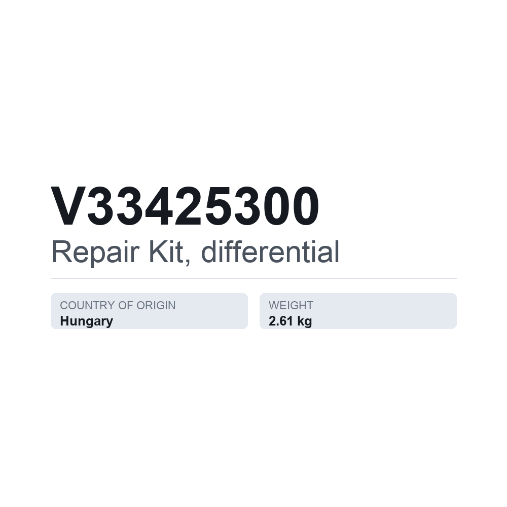 Reparationssæt, differentiale V33425300 — teknisk datablad