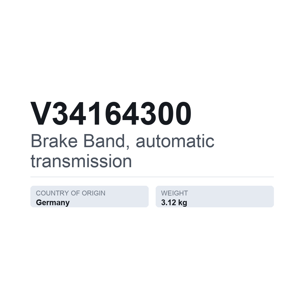 Bremsebånd, automatgear V34164300 — teknisk datablad