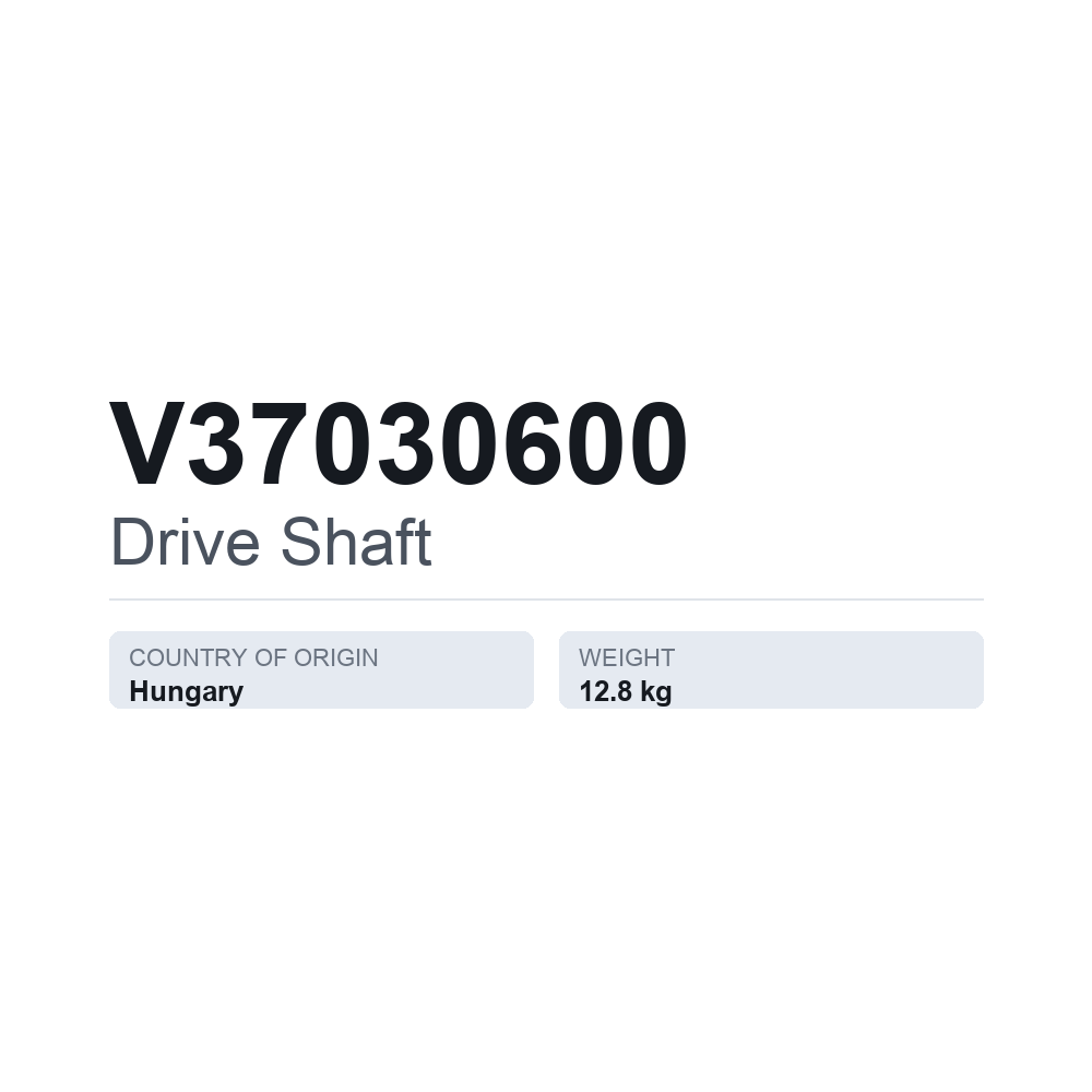 Antriebswelle V37030600 — technisches Datenblatt